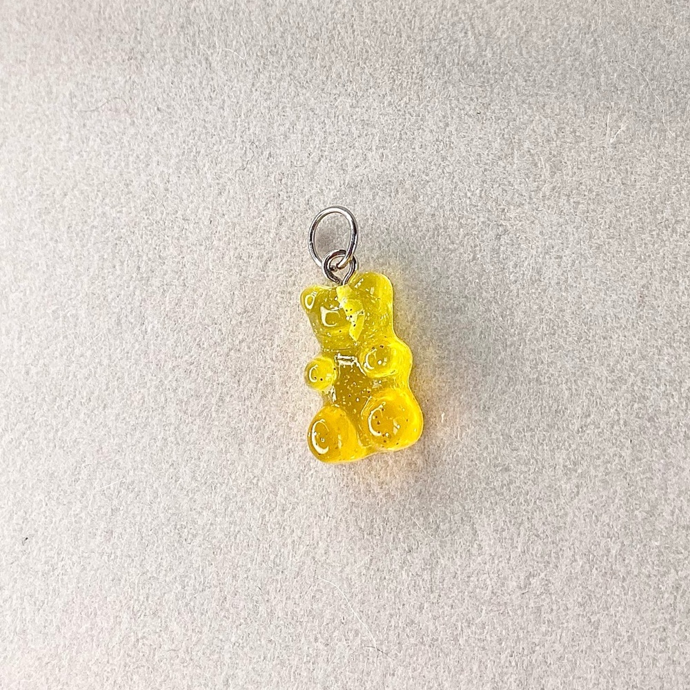 Golden Honey Glitter Gummy Bear Charm – Cute Candy Bear Pendant